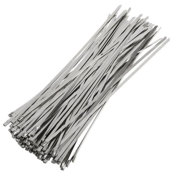 SS316 Stainless Steel Cable Tie Bundle Grade Exhaust Silver Zip Ties 100pcs