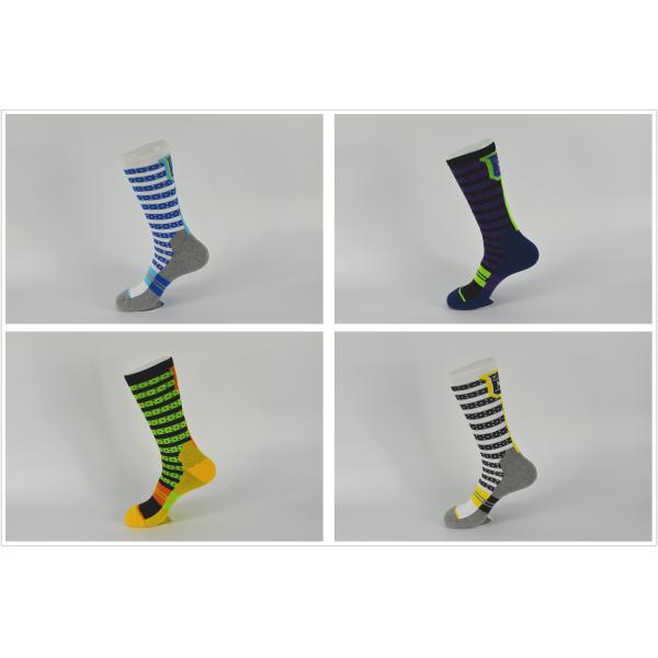 Nylon Youth Basketball Socks , Yellow Anti - Slip Boys Basketball Socks