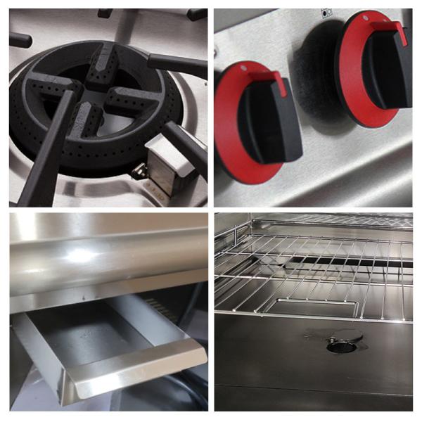4 queimador gama de gás comercial com grelha de gás e forno