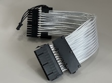 ARGB 24Pin ATX Power Cable Connector Extension – White Sleeved Modular PSU / Motherboard Cable