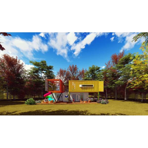 Семья дома Префаб 2 полов стальная живя с дверью стекла парковки