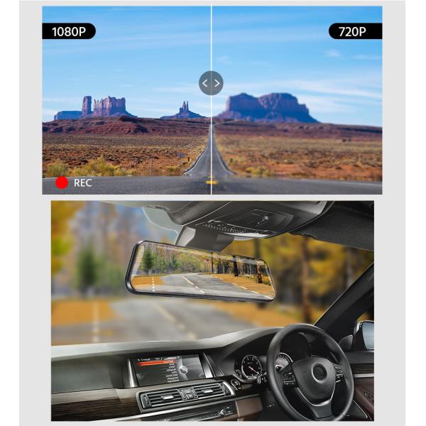 IP57 водонепроницаемый автомобильный видеорегистратор с зеркальным монитором 1080P HD