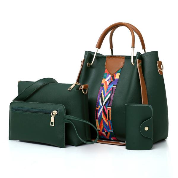 2022 Fashionable 4 Pcs Set of PU Leather Lady Shoulder Bag for Daily School Life