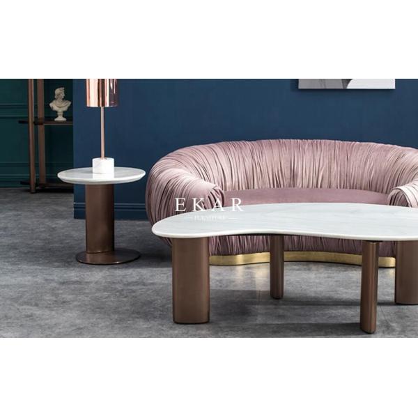 Living Room Round Modern Marble Top Stainless Steel Side Table