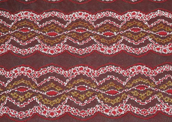 Elastic Lingerie Metallic Eyelet Lace Fabric , Anti-Static And Multi Colored