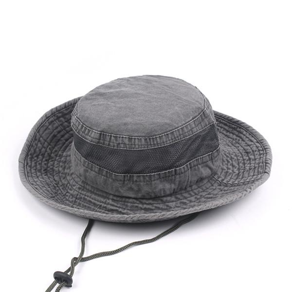 Anti - Wrinkle Summer Sunshade Mens Bucket Hat With String / Cotton Sweatband