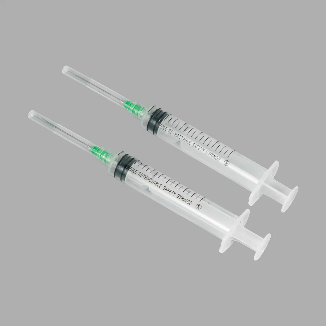 Disposable Medical Supply 3 Parts Retractable Safety Syringe with Needle