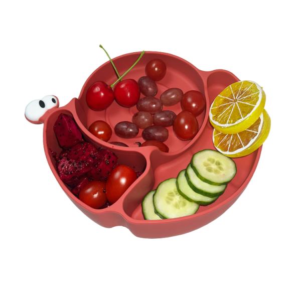 Suction Silicone Feeding Tray Set Food Grade Infant Feeding Dish Snail Shape