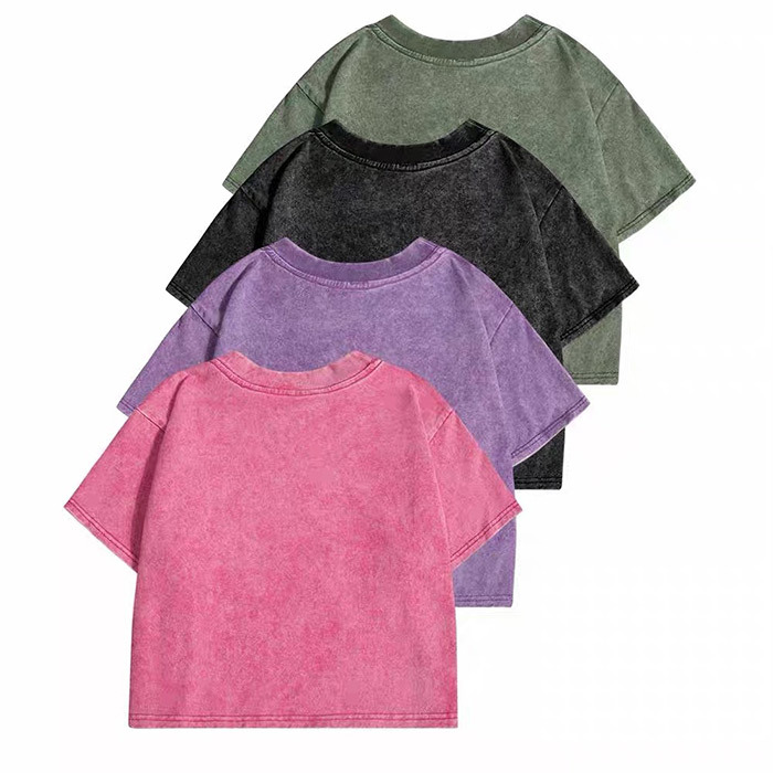 230GSM Watercolor T Shirt 73% Cotton Sorona Blend All Season T Shirt Snow Wash
