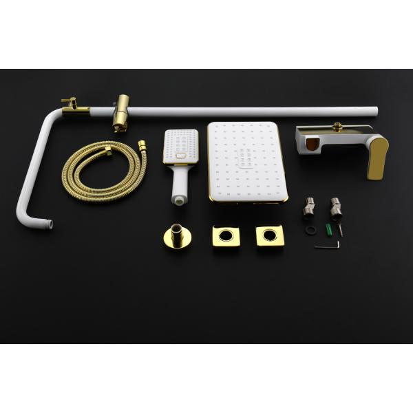 Exposed Shower Faucet Feature Without Slide Bar Modern Brass Rainfall Bathtub Tap Set
