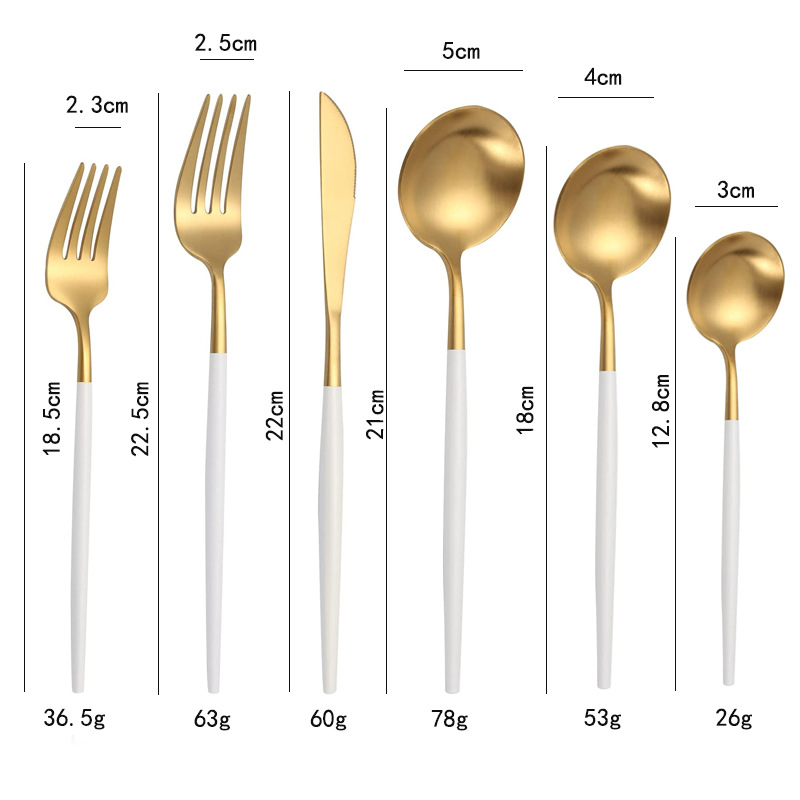 Flatware кухни черного золота SS304 устанавливает нержавеющую сталь набор Silverware 6 частей