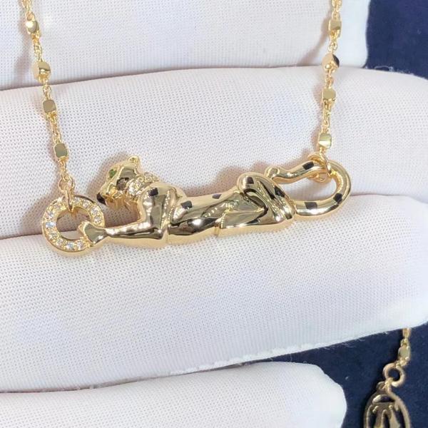 Car Tie 18k Gold  PanthèRe De Car Tier Necklace Rose Gold Tsavorite Garnets VVS Diamonds