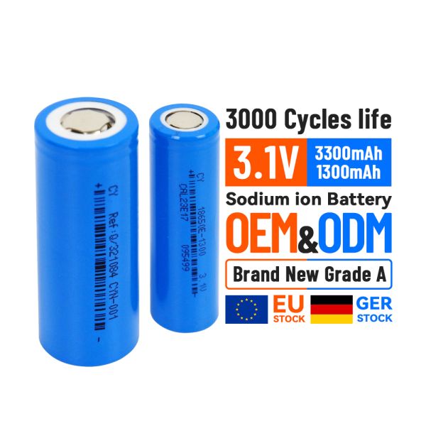 3.1V 3200mah 1300mah Sodium Ion Battery Pack for Electric Bikes 18650 Na Ion Battery with 3000 Cycles and 3C Discharge