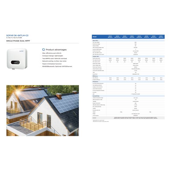 Sofar Solar Inverter 6KTLM-G3 Single-Phase On-Grid Solar Inverter 6KW
