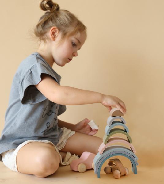 Produto comestível livre de empilhamento infantil educacional do empilhador do silicone do arco-íris do brinquedo BPA
