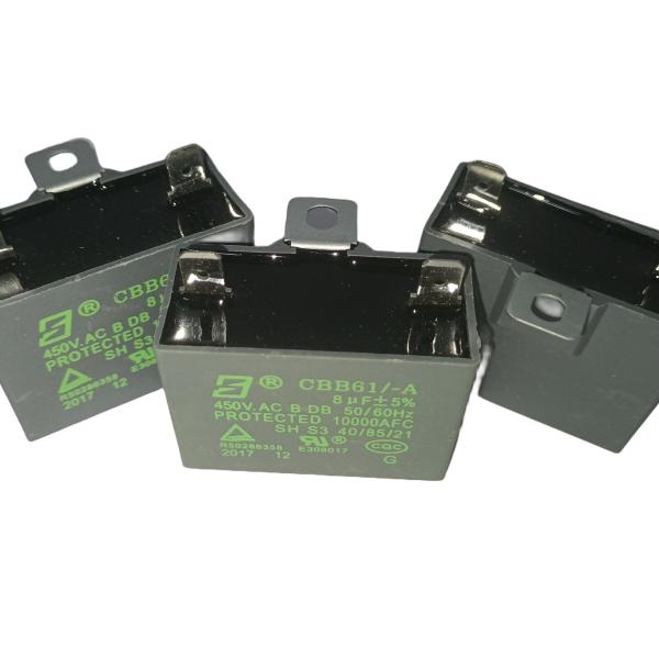 AC run motor start capacitor CBB61 450V 8.0UF Bent Iron Ear B-Class S3 Fan Capacitor