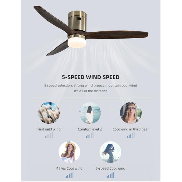 European Style Loft 3000-5000K real Wood Ceiling Fan Light 90lm/w noiseless