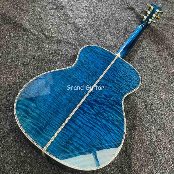 Custom Martin Style OM Body Water Ripple SOLID Flamed Maple Back Side Acoustic Guitar, Accept Guitar OEM