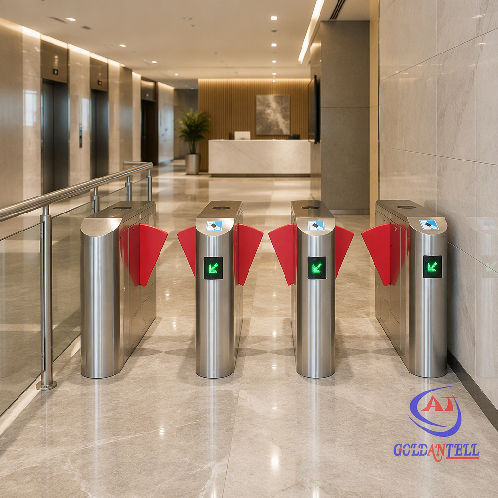 Adjustable Opening Speed NFC RFID Card Flap Barrier Turnstile Pedestrian Access Control