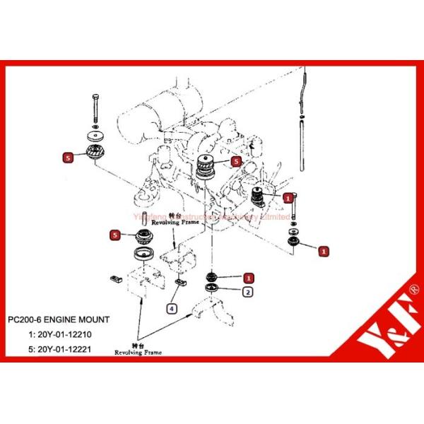 Komatsu PC200 - 6 Excavator 87080 Series Engine Mount 20Y-01-12210 20Y-01-12221