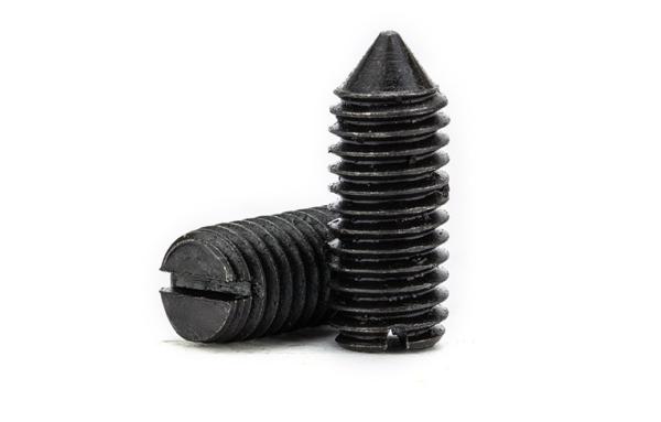 ISO7434 Black Oxide Alloy Steel Slotted Drive Cone-Point Headless Screws