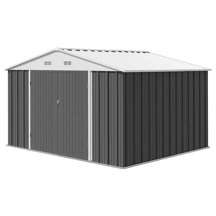 Outdoor Storage Tools Shed Large Size 8x10FT Metal House with 66.5 Height Steel Doors