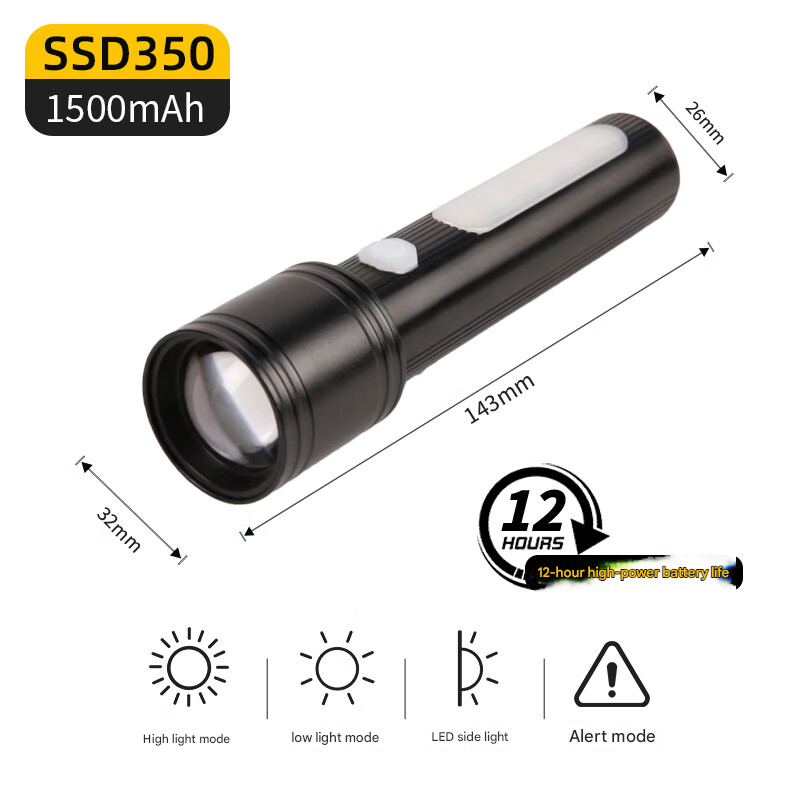 Ultra-Long-Lasting High-Power Flashlight, Outdoor Patrol, Fishing, and Emergency Lighting