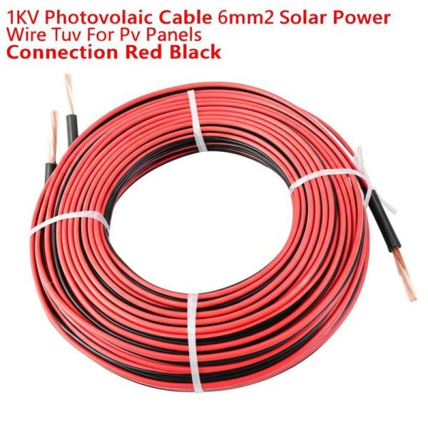 1KV le fil photovoltaïque TUV d'énergie solaire du câble 6mm2 pour le picovolte lambrisse le noir rouge de connexion