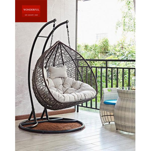 Living Room Rattan Double Seater Hanging Egg Chair with Modern Design and Pink Rattan