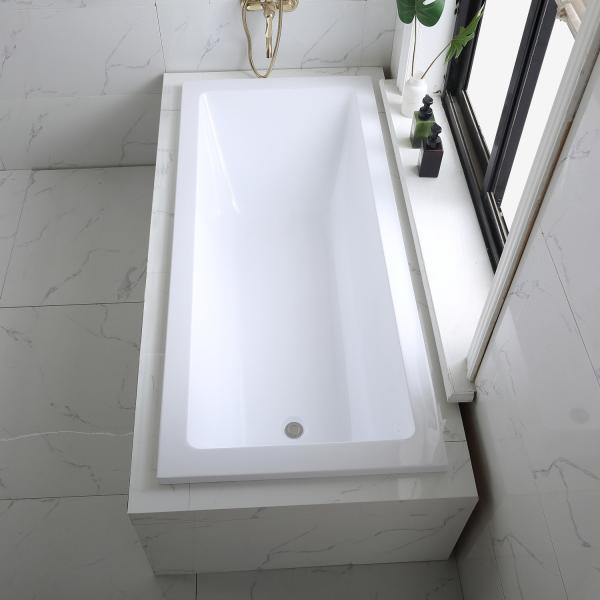 UK Standard Acrylic Drop in Bathtub with Simple Built in Design and Optional Headrest
