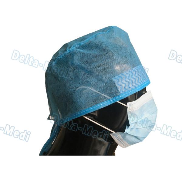 Blue Disposable Surgeon Caps , PP / SMS Disposable Surgical Hats With Sweatband