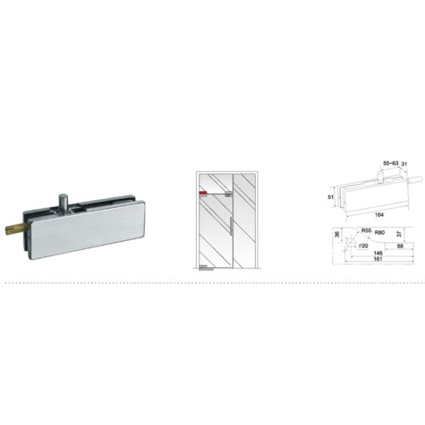 Glass Patch Fitting A-032, Material aluminium, steel, stainless steel, finishing satin, mirror