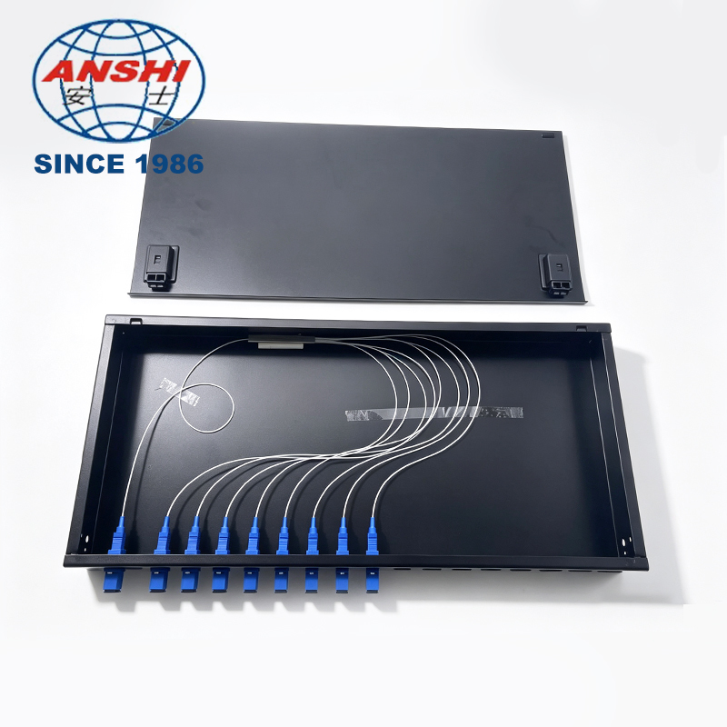 1U Rack Mount Symmetrical Split PLC Splitter, Metal Box for ODF Data Center
