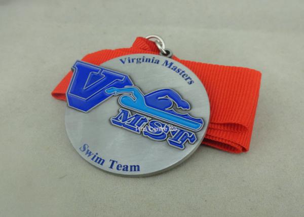 Zinc Alloy Swimming Award Ribbons Medals , Die Stamped Ribbon Personalised Medals