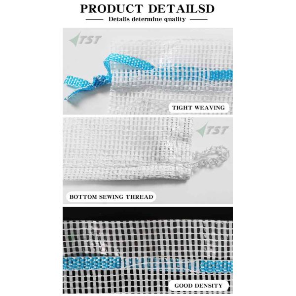 20kg 25kg White Color Drawstring PP Leno Mesh Bag With Custom Logo
