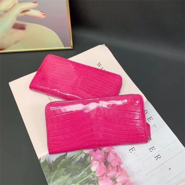Authentic Genuine Crocodile Skin Women Long Card Pure Lady Colorful Glossy Wallet Exotic Alligator Leather Female Clutch