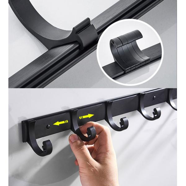 Aluminum Alloy Wall Mounted Hooks Rack Slipable With 8 Hangers