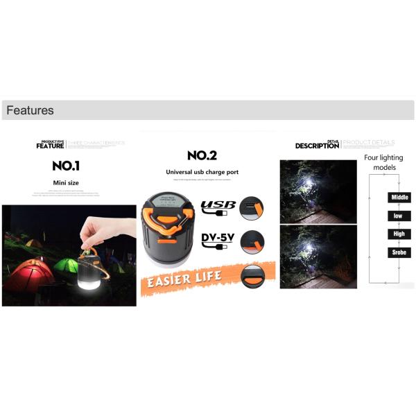 4w электрическая батарея питанием светодиодный кемпинговый фонарь перезаряжаемый 20M дальний свет