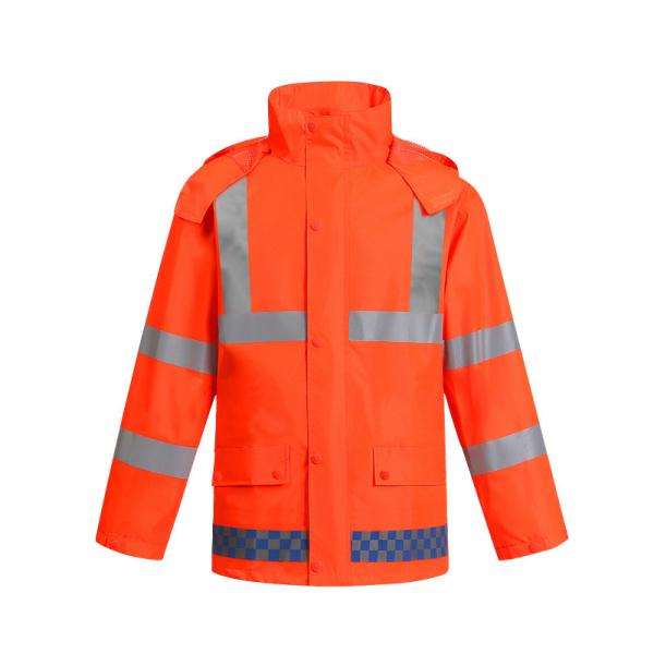 Long Sleeve Reflective Safety Rainwear Waterproof Breathable Hi Vis Rain Gear