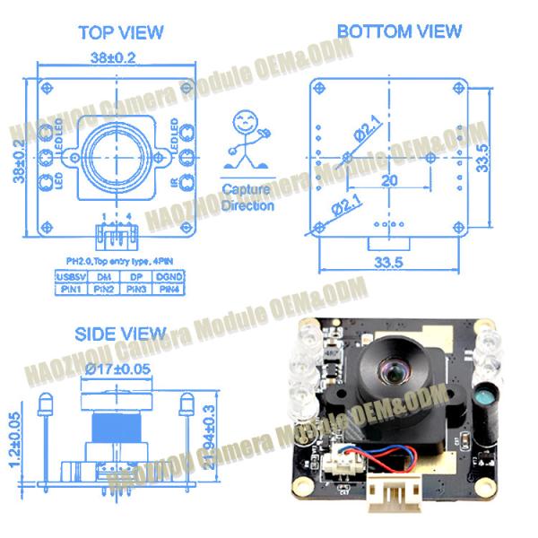 OV2710 2MP HD Infrared Night Vision Camera Module USB 1080P Fixed Focusing