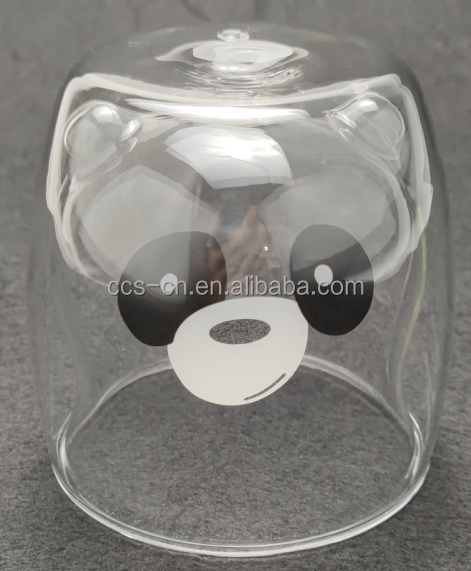 Высокие боросиликатные кружки молока Кружки чая Изолированная кружка кофе медведя двойной стены стеклянная