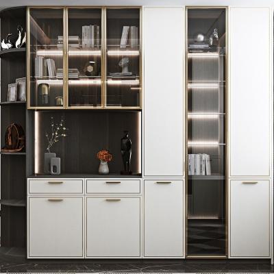 Plywood Hardwood Living Room Furniture  Glass Showcase Cabinet Display Multifunctional