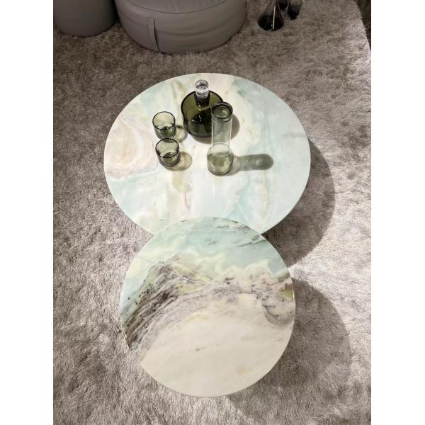 Mesa de centro redonda de mármol italiano duradera resistente al agua, mesa de cóctel de mármol