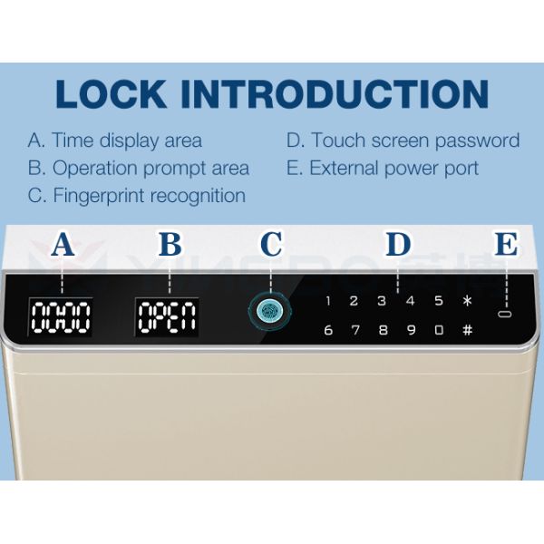 Biometric Smart Safe Box Solid Steel Dual Alarm USB Port LED Lighting