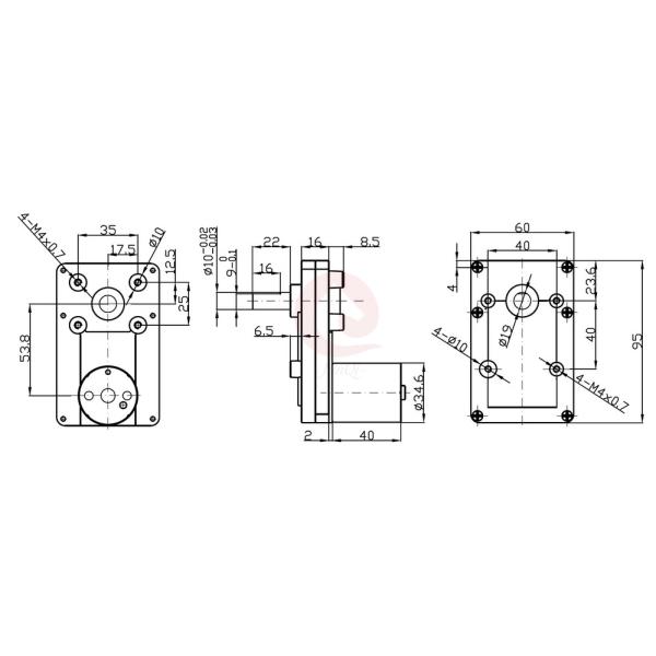 64rpm 95mm 24V DC Geared Motors For Barbecue Machine