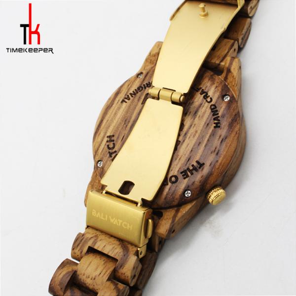 Luxury brand natural zebral wood watch custom logo Japan movt quartz watch wood wrist watch for men