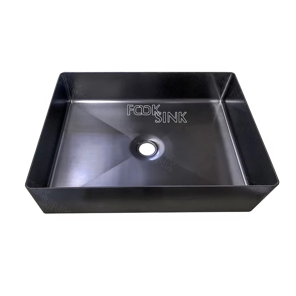 Customized Size Wash Basin Counter Top Art Design Nano Bathroom Sinks Pvd Black Golden Stainless Steel Sink For Toilet Hotel Restaurant