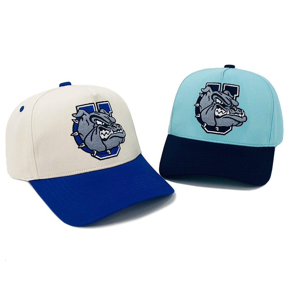 Custom Ball Caps 100% Cotton Unisex Embroidery Logo 5 Panel Structured Two tone Snapback A Frame Sport