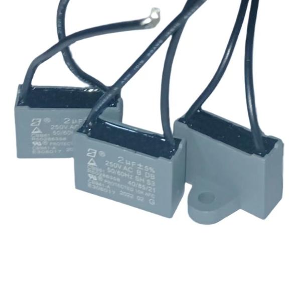 CBB61 250V 2.0mfd 85 Line Length Ceiling Fan Capacitor With Plastic Triangles
