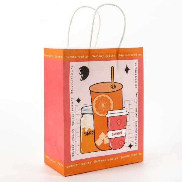 Reasonable Coffee Drink Takeout Twist Kraft Paper Bag Customized Logo Customized Size